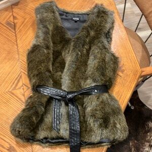 Faux Fur Vest with Black Belt